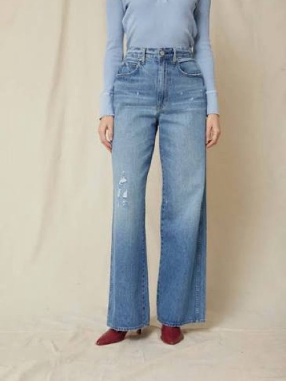 AMO Light Blue High-Waist Wide Leg Frida Jeans